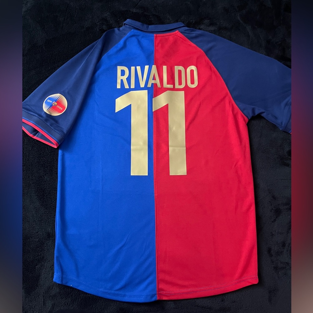 Rivaldo #11 Barcelona 1999 Home Jersey Retro Soccer Shirt Polo